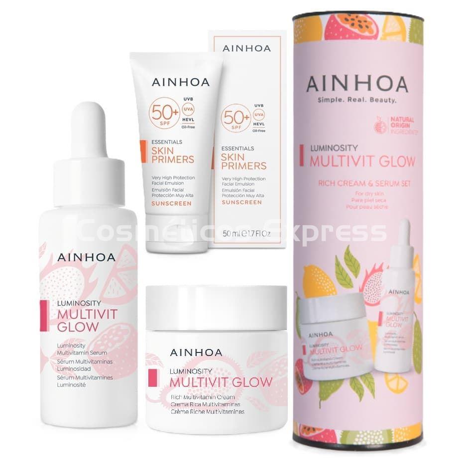 Ainhoa Cosmetics Pack Multivit Glow Crema RICH, Sérum y Emulsión Solar - Imagen 1
