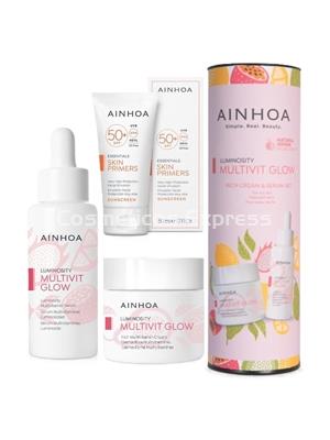 Ainhoa Cosmetics Pack Multivit Glow Crema RICH, Sérum y Emulsión Solar - Imagen 1