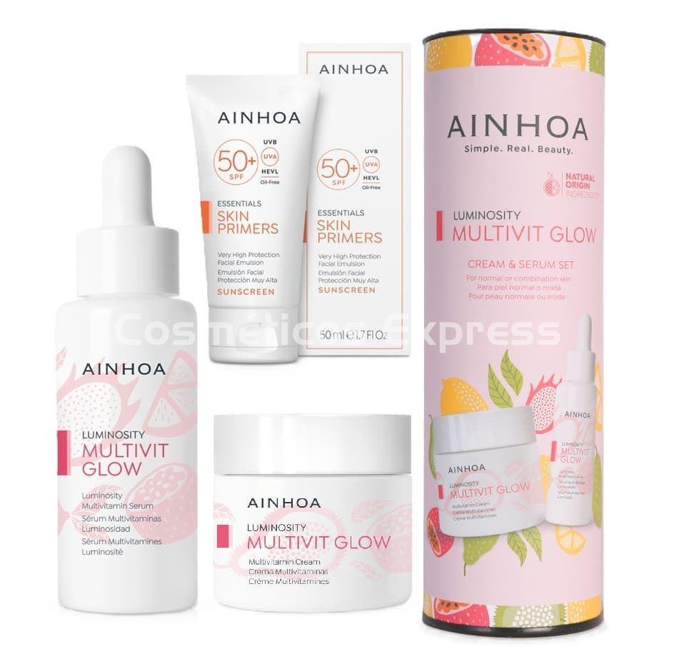 Ainhoa Cosmetics Pack Multivit Glow Crema, Sérum y Emulsión Solar - Imagen 1
