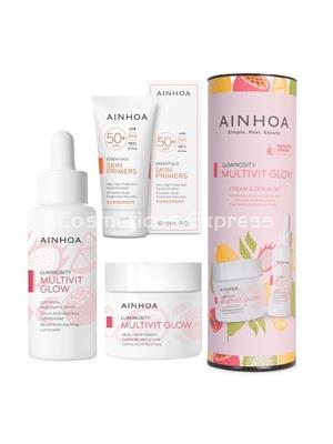 Ainhoa Cosmetics Pack Multivit Glow Crema, Sérum y Emulsión Solar - Imagen 1
